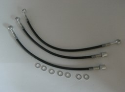 Show details for Stahlflex Bremsleitung Set mit ABE / 3 teilig doppelte Scheibe schwarz hoher Lenker Honda CB 400 500 750 Four Picture of Stahlflex Bremsleitung Set mit ABE / 3 teilig doppelte Scheibe schwarz hoher Lenker Honda CB 400 500 750 Four