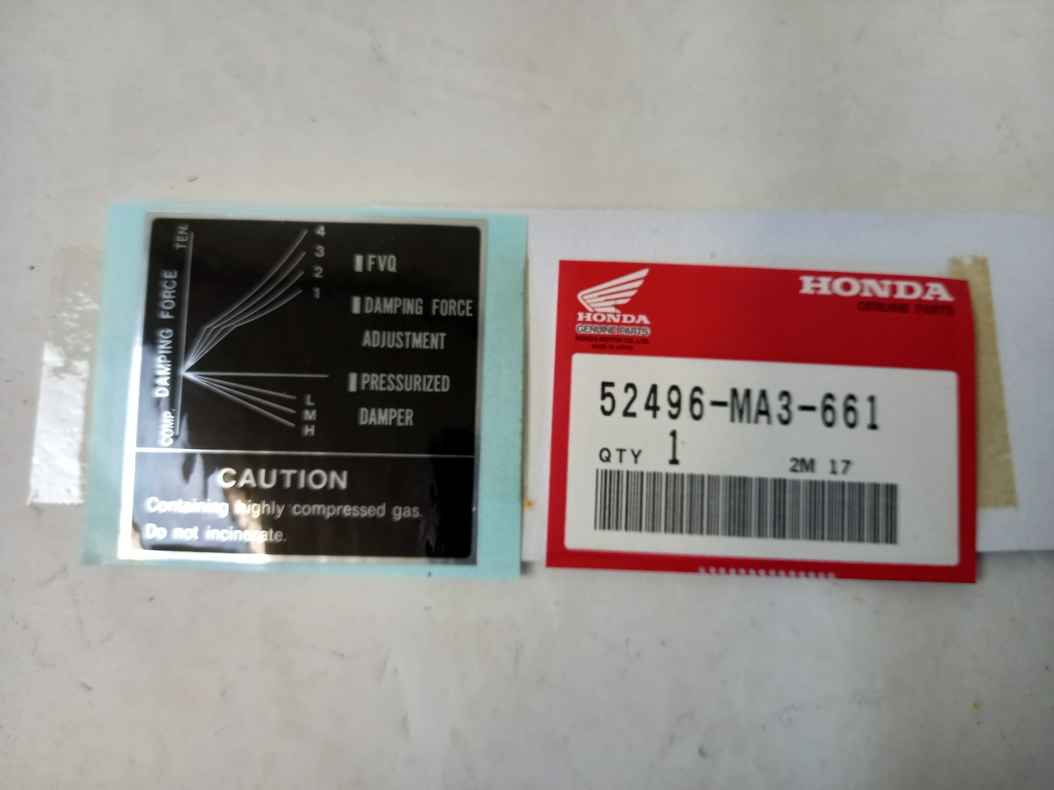 Picture of Honda  Label, B  52496-MA3-661