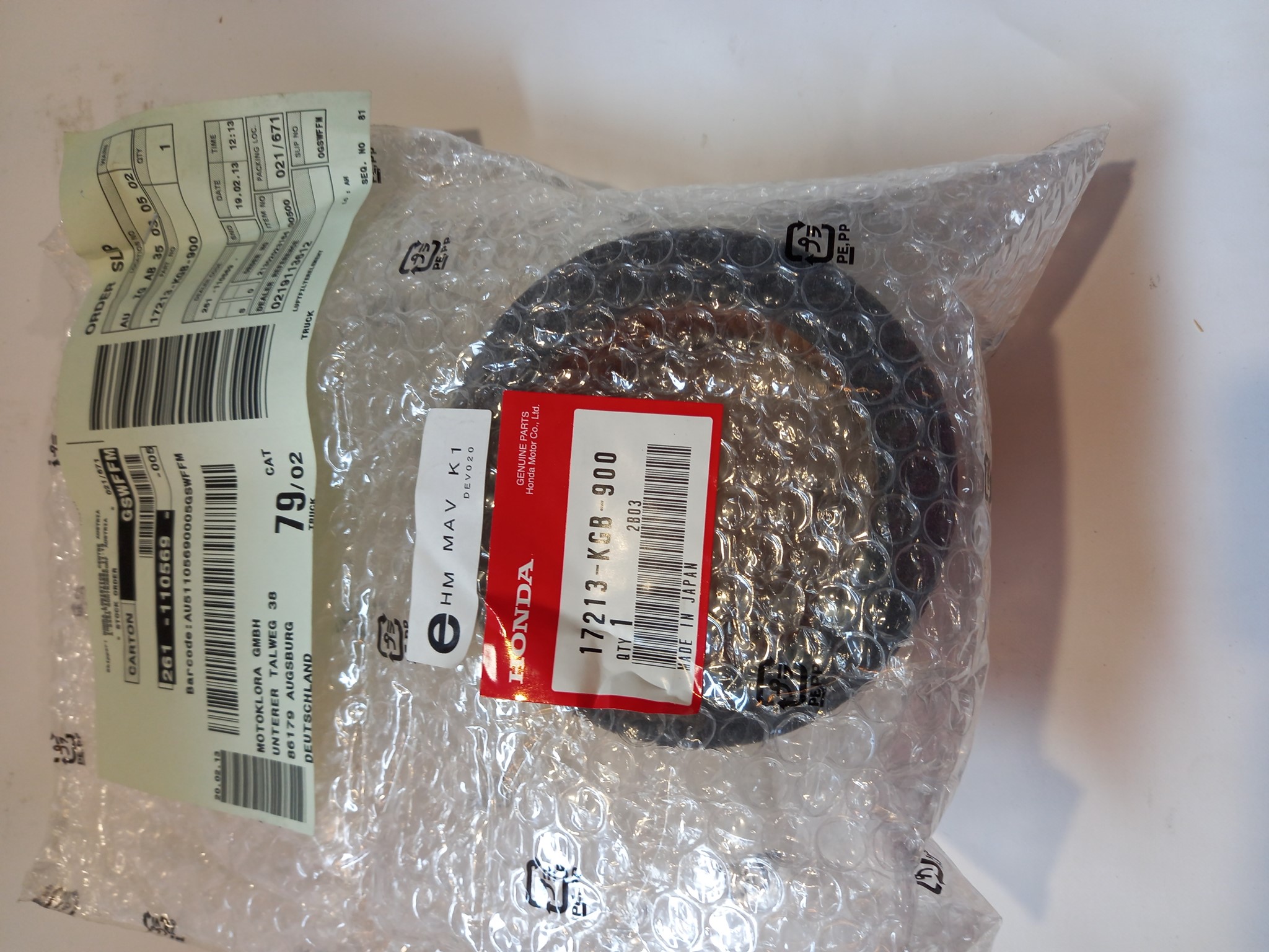 Picture of Honda  EINSATZ KOMPL., LUFTFILTE  17213-KGB-900